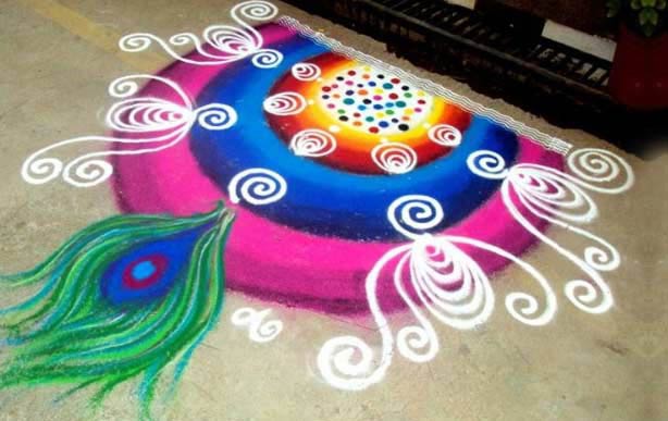 Corner Diwali Rangoli Designs