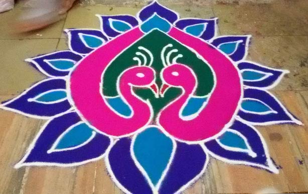 Peacock Diwali Rangoli Design