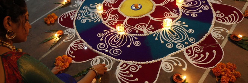 Making Diwali Rangoli