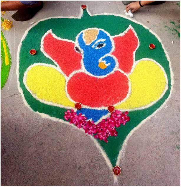 Rangoli Design with lord ganesha