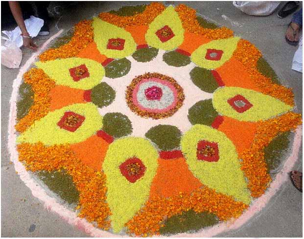 Rangoli Design with Flowers