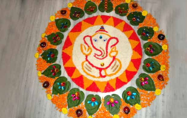 Ganesha Rangoli for Diwali